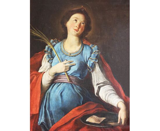 Scuola Italiana; Santa Barbara, XVIII secolo, olio su tela