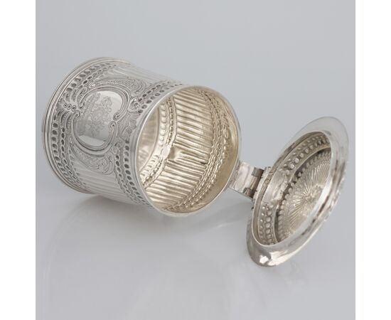 Tankard in argento sterling Carlo II, John Ruslen, Londra, 1680