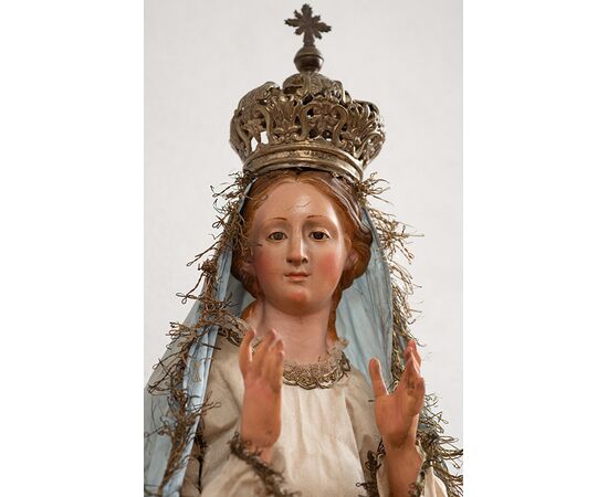 Scultura antica Napoletana raffigurante "Madonna Immacolata". Napoli XIX secolo.