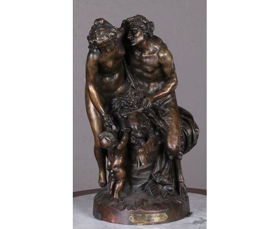 Antica statua in bronzo francese del 1800 firmata Clodion (1738-1814)