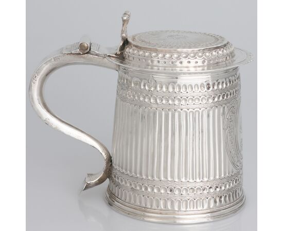 Tankard in argento sterling Carlo II, John Ruslen, Londra, 1680