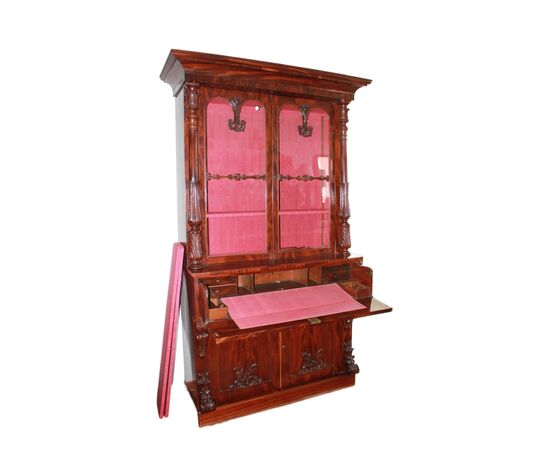 Vetrina Libreria BookCase Inglese Stile Regency di metà 1800 in mogano