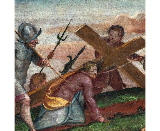 Pittore italiano (XVI sec.) - Salita al Calvario.