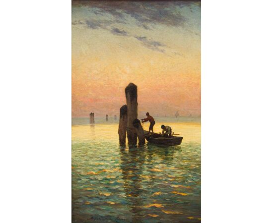 Achille Vertunni (1826 - 1897), Pescatori all'alba