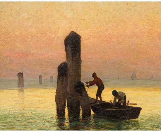 Achille Vertunni (1826 - 1897), Pescatori all'alba