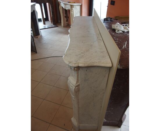 CAMINO MARMO BIANCO CARRARA POMPADOUR EPOCA 800 FRANCIA  cm L 143xP36xH108