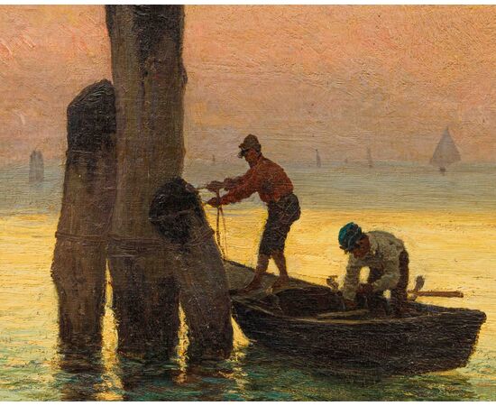 Achille Vertunni (1826 - 1897), Pescatori all'alba