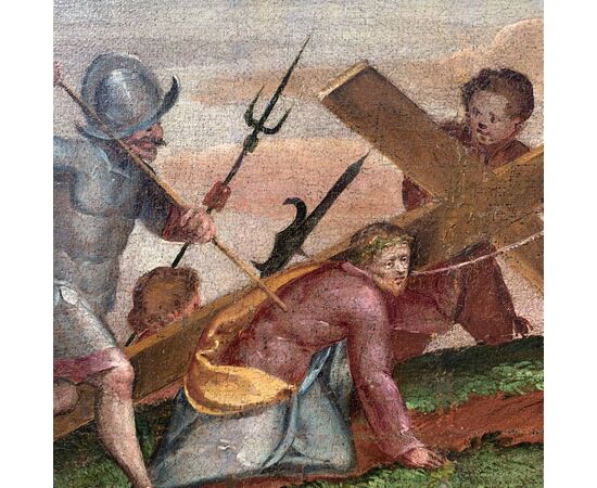 Pittore italiano (XVI sec.) - Salita al Calvario.