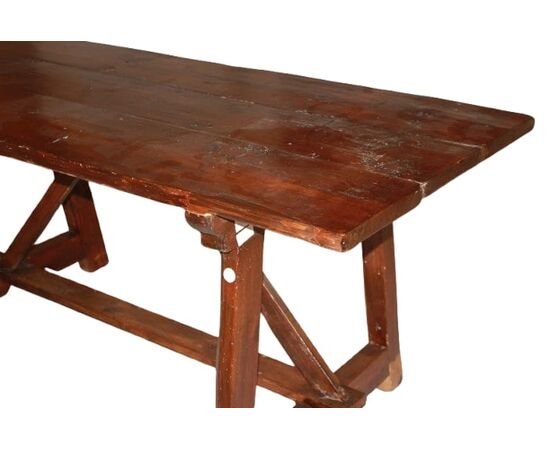 Grande Tavolo fratino italiano di inizio 1700 3 metri in legno di noce