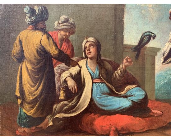 Pittore veneziano (XVIII secolo) - Nobili turchi con pappagallo e suonatore.