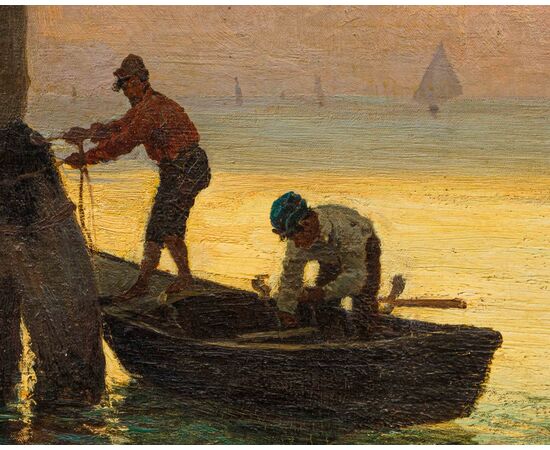 Achille Vertunni (1826 - 1897), Pescatori all'alba