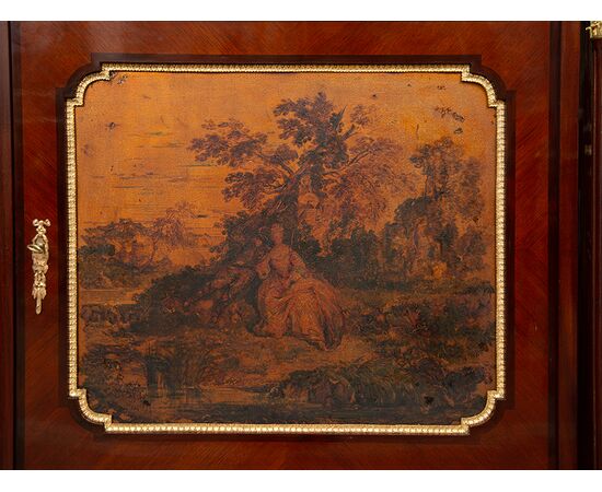 Credenza antica Napoleone III Francese alla maniera di "Vernis Martin". Periodo XIX secolo.