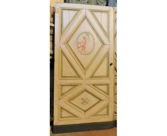 PTS808 - N. 2 porte in legno laccato, epoca '700, provenienza Genova, misure cm L 106 x H 228