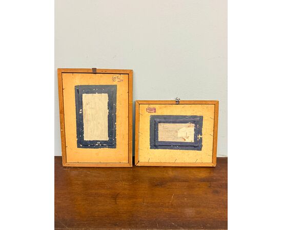 Coppia di acquerelli/olio su carta, firmati Simi sul retro, fine '800, 32x24 e 23x39 cm. Raffiguranti paesaggi, ottimo stato