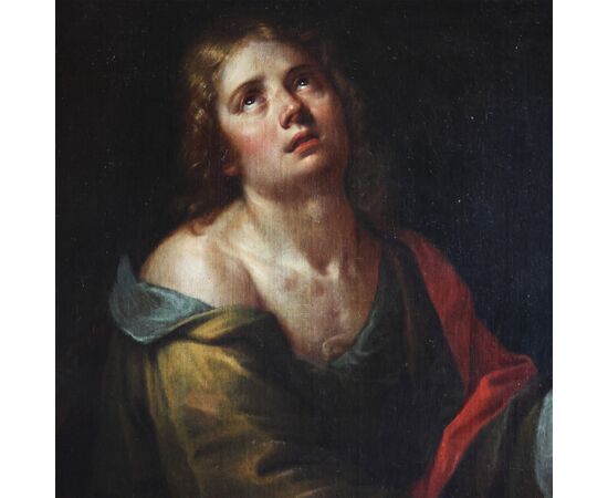 Michelangelo Merisi da Caravaggio maniera di; San Giovanni Evangelista, olio su tela
