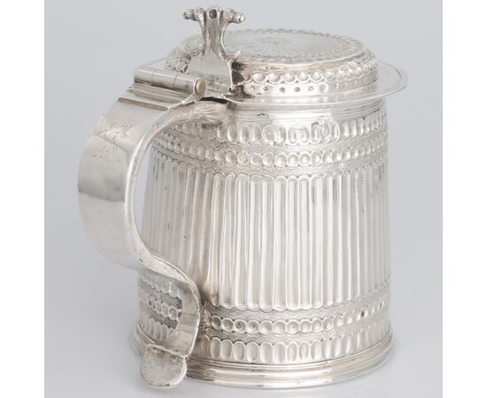 Tankard in argento sterling Carlo II, John Ruslen, Londra, 1680