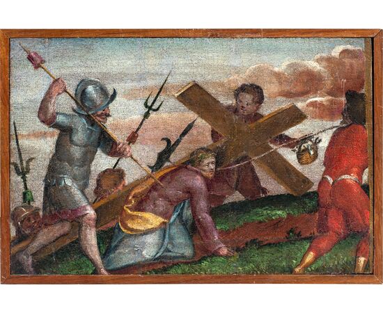 Pittore italiano (XVI sec.) - Salita al Calvario.