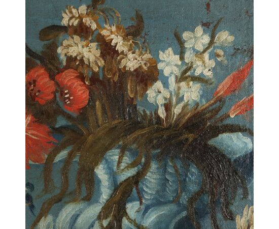 Dipinto Natura morta con Fiori e Pappagallo