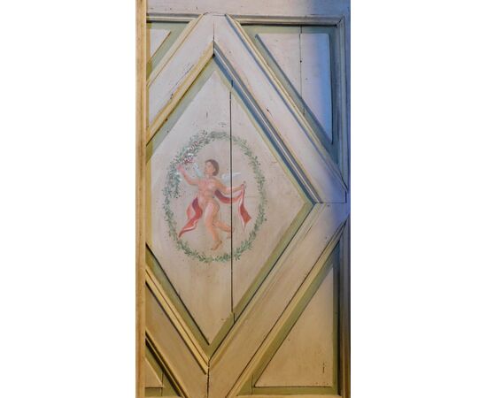 PTS808 - N. 2 porte in legno laccato, epoca '700, provenienza Genova, misure cm L 106 x H 228