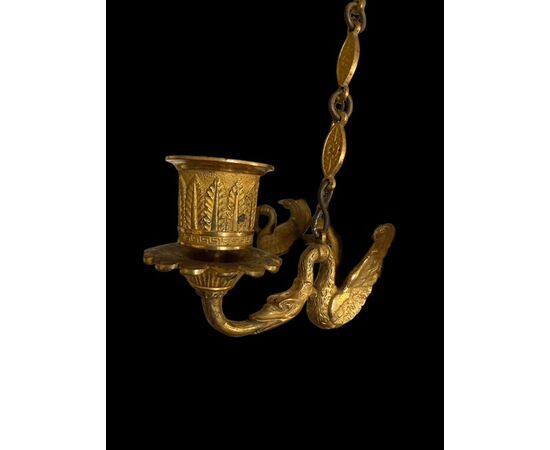 Lampadario in bronzo dorato