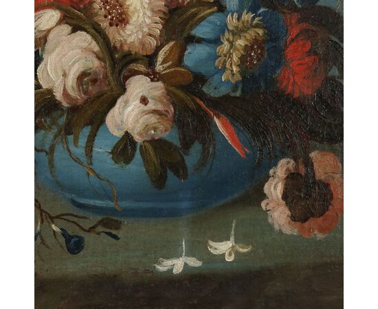 Dipinto Natura morta con Fiori e Pappagallo