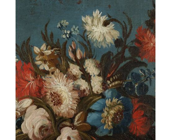 Dipinto Natura morta con Fiori e Pappagallo