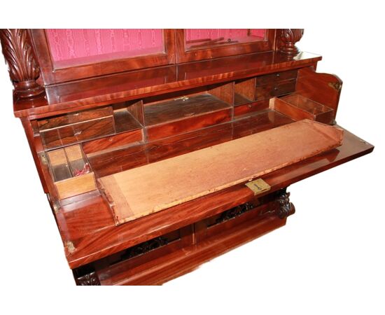 Vetrina Libreria BookCase Inglese Stile Regency di metà 1800 in mogano