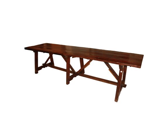 Grande Tavolo fratino italiano di inizio 1700 3 metri in legno di noce
