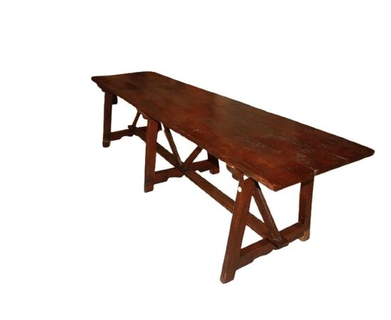 Grande Tavolo fratino italiano di inizio 1700 3 metri in legno di noce