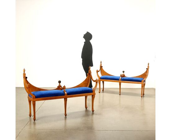 Coppia di Panchette in Stile Biedermeier Austria Prima Metà XX Secolo