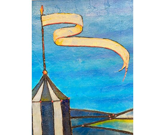 Dipinto a smalti policromi, arte moderna e contemporanea, 76x59 cm. Stato molto buono, XX sec.