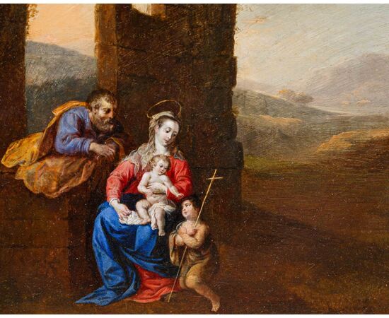 Bottega di Bartholomeus Breenbergh (Deventer, 1598 - Amsterdam, 1657), Sacra Famiglia con San Giovannino