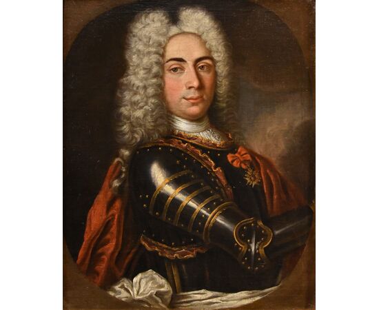 Ritratto di gentiluomo in armatura, Hyacinthe Rigaud (Perpignan 1659 - Parigi 1743) Scuola di