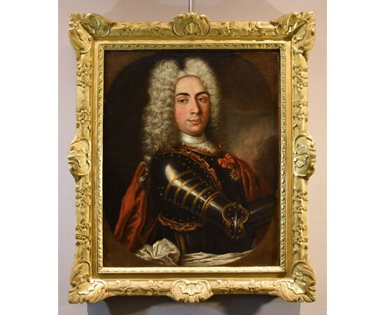 Ritratto di gentiluomo in armatura, Hyacinthe Rigaud (Perpignan 1659 - Parigi 1743) Scuola di