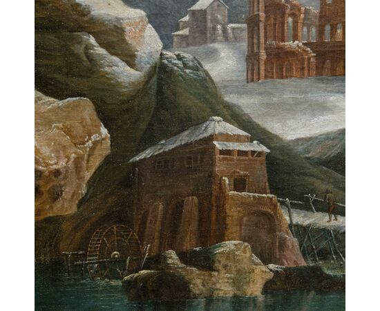 Francesco Foschi (Ancona, 1710 – Roma, 1780), Veduta fantastica invernale con rovine