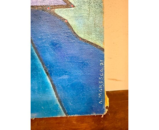 Dipinto a smalti policromi, arte moderna e contemporanea, 76x59 cm. Stato molto buono, XX sec.
