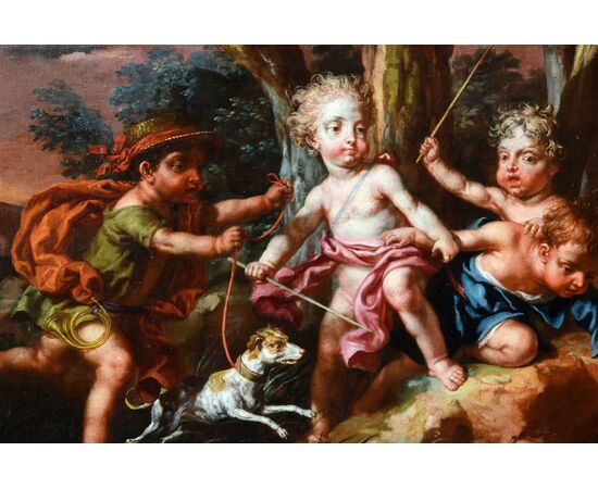 Coppia di dipinti raffiguranti l’Allegoria della Primavera con putti e l’Allegoria dell’Autunno con putti, Vittorio Amedeo Rapos, 1786
