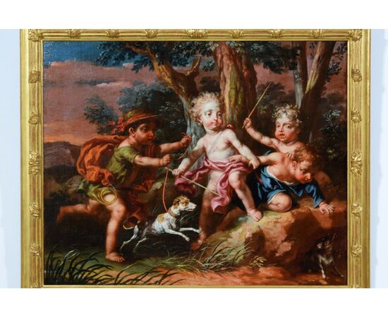 Coppia di dipinti raffiguranti l’Allegoria della Primavera con putti e l’Allegoria dell’Autunno con putti, Vittorio Amedeo Rapos, 1786