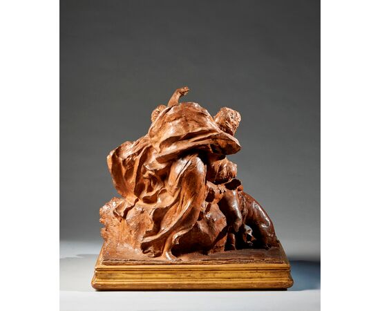 Diana cacciatrice e un’ Ancella tentate dai Satiri nelle vesti di innocenti Putti, Scultura in terracotta, Parigi, XIX° secolo