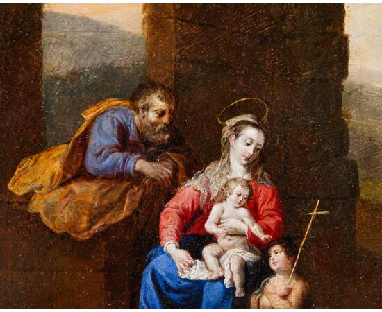 Bottega di Bartholomeus Breenbergh (Deventer, 1598 - Amsterdam, 1657), Sacra Famiglia con San Giovannino