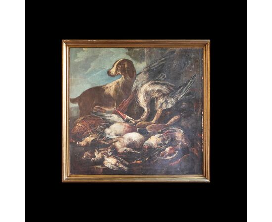 Giovanni Crivelli detto il Crivellino; Milano - Parma 1760, Scena di caccia, olio su tela