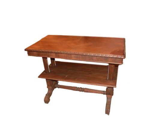 Tavolo sparecchiatoio francese del 1800 stile Luigi Filippo in noce