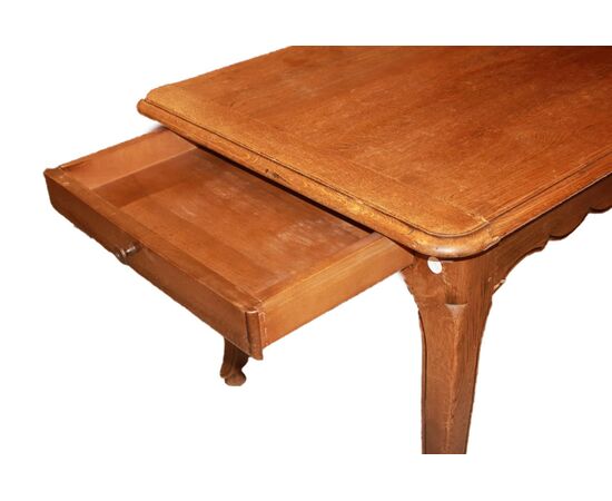 Tavolo francese stile Provenzale di fine 1800 in legno di rovere