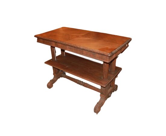 Tavolo sparecchiatoio francese del 1800 stile Luigi Filippo in noce