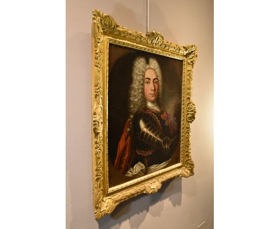 Ritratto di gentiluomo in armatura, Hyacinthe Rigaud (Perpignan 1659 - Parigi 1743) Scuola di