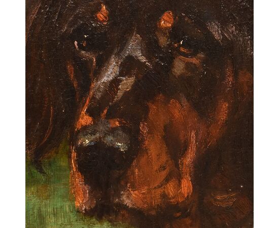 DIPINTI ANTICHI, RITRATTI DI CANI, SETTER GORDON, OLIO SU TELA, EPOCA OTTOCENTO. (QA660)