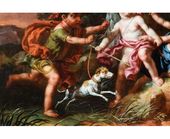 Coppia di dipinti raffiguranti l’Allegoria della Primavera con putti e l’Allegoria dell’Autunno con putti, Vittorio Amedeo Rapos, 1786