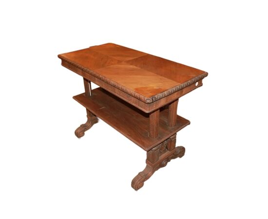 Tavolo sparecchiatoio francese del 1800 stile Luigi Filippo in noce