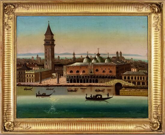 Scuola veneta, XIX secolo, Veduta di Venezia con Palazzo Ducale e l’orizzonte della Laguna Veneta