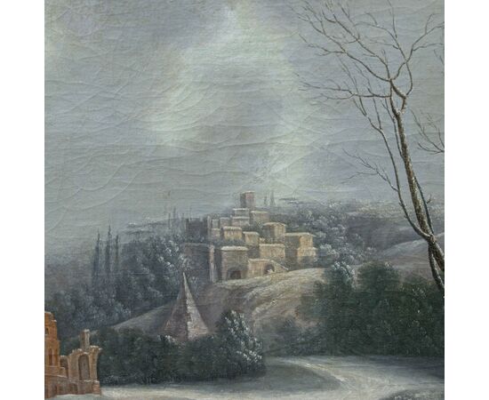 Francesco Foschi (Ancona, 1710 – Roma, 1780), Veduta fantastica invernale con rovine